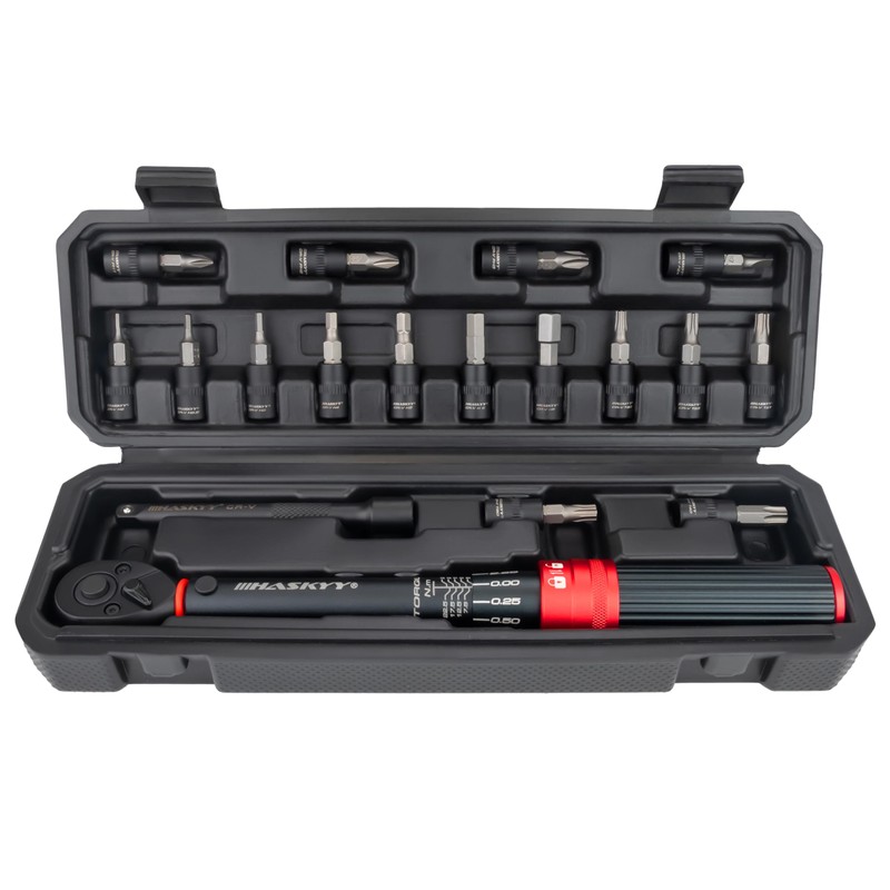 HASKYY Torque Wrench 1/4 Inch 5-25Nm Set Bits PH1-2-3, FD4,