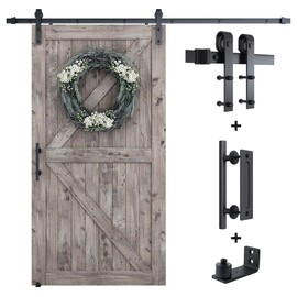 SMARTSTANDARD 8.2 FT Barn Door Hardware Kit -Sliding Barn Door Track - Smooth and Quiet - Easy to Install - Includes Step-by-Step Installation Instructions - Fits 48" Wide Door Panel (J Shape Hanger)