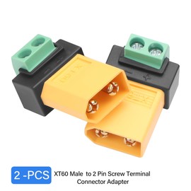 JSADZKJ 2Stück XT60-zu-2-Pin-Schraubklemmen-Adapter,10 A XT60-Stecker zu 2-Pin-Lötfreier Konverter-Netzstecker,für Solarmodule,tragbare Stromversorgungsstationen,Drohnen (Männlich zu Männlich)