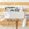 Bedside Caddy Hanging Organizer with Hooks, Bedside Caddy Shelf for Dorm Bunk Bed, Plastic Bedside Storage Holder for Phone Glasses Bottle - White (Caddy)
