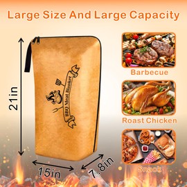 BBQ Blanket for Resting Meat, Brisket Blanket Meat Resting Bag for Moisture Retention and BBQ, Wide Mouth with Handle Design for Large Brisket/Turkeys/Pork Shoulders (21 Inch)