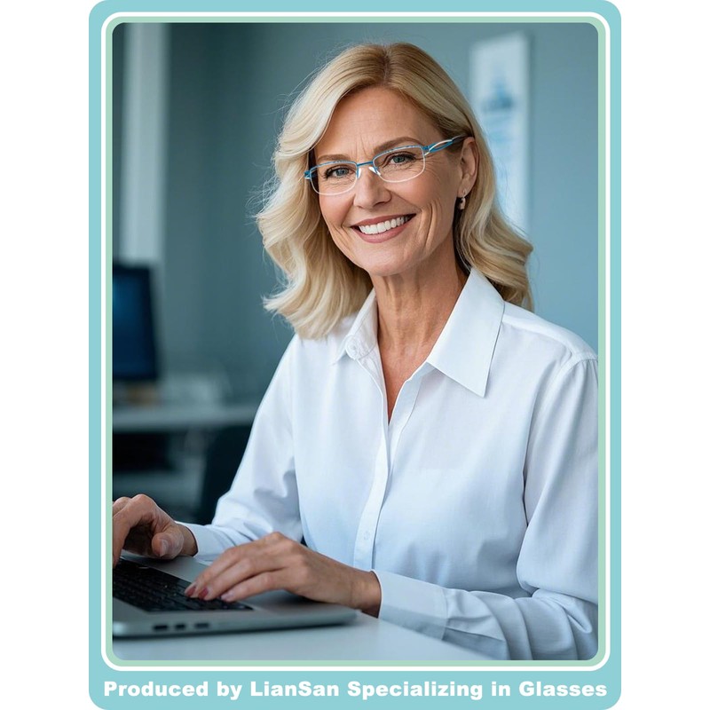 LianSan Metal Bifocal Reading Glasses for Women,Stylish Half Rim Zero