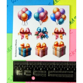 Stickasaurus Wrecks Birthday Balloons & Bows Sticker Sheet