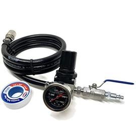 5 FT Whip Extension Air Hose with 150 PSI air regulaor and shut off ball valve - 1/4" NPT M Type fittings - Perfect for boost leak tester