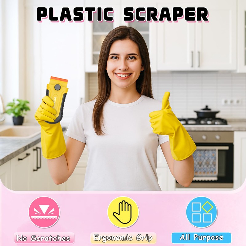 DIYSELF 2 Pcs Plastic Razor Blade Scraper with 10 Pcs