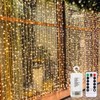 echosari 300 LED Curtain Lights Battery Operated, 9.8ft×9.8ft Hanging Light