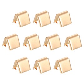 QUARKZMAN Pack of 32 Pinch Crimp Ends, 8 mm Cord End Clasps Band Crimp Ends Leather End Crimp End Closure Rope Clip for Tag Belt Cotton Weave DIY Manufacturing, Gold