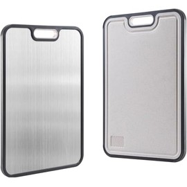 Snuvid Stainless Steel Cutting Board, Large Double Sided Steel Cutting Board for kitchen, 18/8 Stainless Steel & Wheat straw pp, Food-Grade, non Toxic - Easy to Clean, 14.9 x 10.1 In