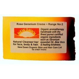 Handmade Natural Rose Geranium Soap Bar - Range No.2 - Acne, Eczema, Psoriasis, Itchy Skin, PMT and Hormone Imbalance Relief - 35g - Sample/Travel Size