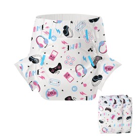 CutiePlusU Adult Diapers 2 Pieces, Incontinence Briefs with Tabs for Women and Men, Maximum Overnight Absorbency- Game Paradise (Medium 28"-38")