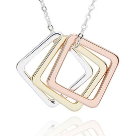 Equilibrium Geometric Three Tone Squares Necklace 349221