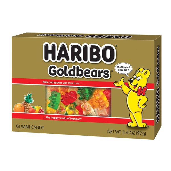 Haribo Gummi Candy, Goldbears Theater Box, 3.4 oz. Box, (Pack of 12)