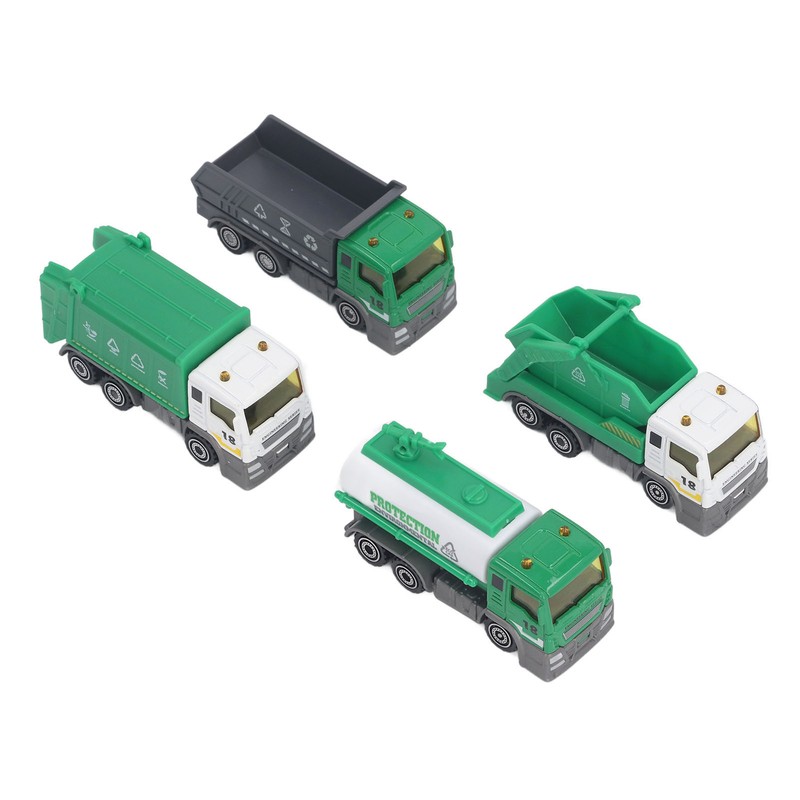 4 Pcs Garbage Truck Toy 1/32 Scale Inertial Drive Sanitation