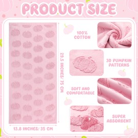 Mindsoft Mindsoft 2 Pcs Fall 3D Pink Pumpkin Jacquard Hand Towels for Bathroom Thanksgiving Pumpkin Towels 100% Cotton Soft Absorbent Decorative Weave Bathroom Decor Gift, 13.7 x 29.5 Inch