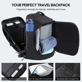 Mecrowd Large Travel Backpack for Men 40L, Carry On Backpack TSA 17.3 Inch Laptop Mochila Flight Approved, Large Business Daypack Waterproof,Carry on bag Weekender College for Men Women, Black