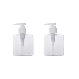 2PCS 250ML/8.4oz Clear Square Pump Bottle Empty Plastic Lotion Dispenser Toiletries Storage Containers Refillable Pump Bottles for Dispensing Lotions Shampoos