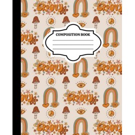 Groovy Mushroom, Rainbow, Peace Sign Boho Lined Bullet Journal, 100 pages, wide ruled, school supplies