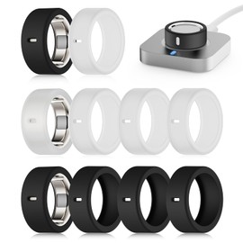 Snyeest Cover Compatible for Oura Ring 4/Gen 3 Heritage/Gen 3 Horizon,Charging Directly,Silicone Anti-Scratch Elastic Ring Finger Case Woking Out Gym for Women Men-10 Packs-Size 4