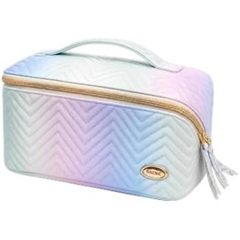 Makeup Brush Holder Travel, Compact Lightweight Accessory for Travel and Daily Use - Makeup Rainbow Flat Open Toiletry