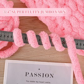 YUBAMIN 8 Packs Jumbo Chenille Chunky Yarn, 2045g (72oz) 245 Yards (224m) for Crocheting & Knitting, Handcrafts & Blanket Yarn (Pink, 8 Pack)