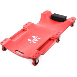 MAXWORKS 50874 40 Inch Plastic Rolling Garage Creeper with Padded Headrest and Dual Tool Trays, 300 Lbs