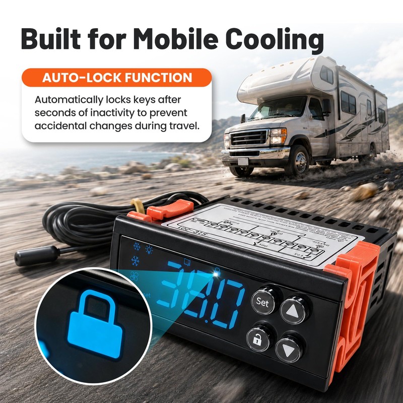 YeloDeer 12V DC Digital Refrigeration Thermostat with Automatic Defrost