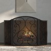 Fire Beauty Fireplace Screen 3 Panel Wrought Iron Metal 48"(L)