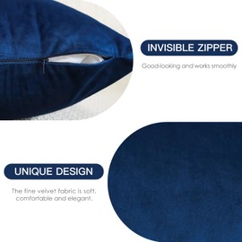 JOTOM Velvet Cushion Cover, Sofa Cushion Cover, Decorative Cushion Covers for Sofa, Living Room, Bedroom, Set of 2, 40 x 60 cm, Dark Blue