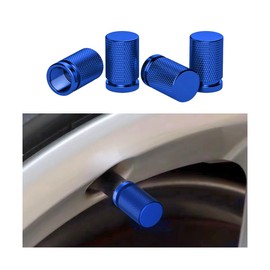 KHGUZ Car Tire Valve Stem Cap Cover, 4PCS Aluminum Alloy Vehicle Tire Valve Cap Protector Set, Leak Proof Automotive Wheel Stem Covers Accessories, Universal for Trucks, Motorcycles, SUVs (Blue)