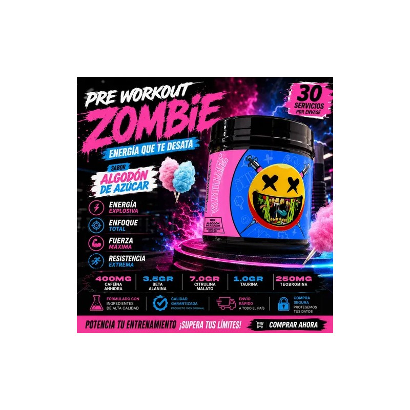 Pre Entreno Preentrenador Zombie 30 Serv Smile Labz 555g
