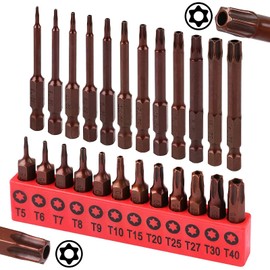 SEDY 24-Piece Security Torx Bit Set, Tamper Resistant Torx Bit Set, Torx Star Bits Set, S2 Steel, 1" and 2.3" Long T5 - T40