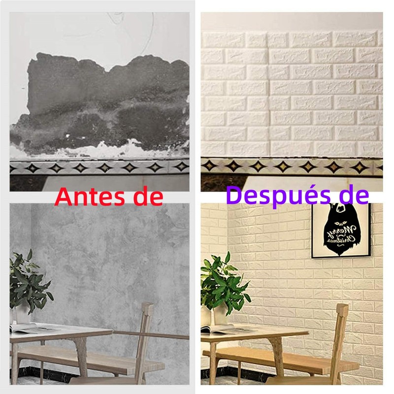 12 pcs Papel Tapiz Ladrillo, Paneles Autoadherible 3d para Paredes,