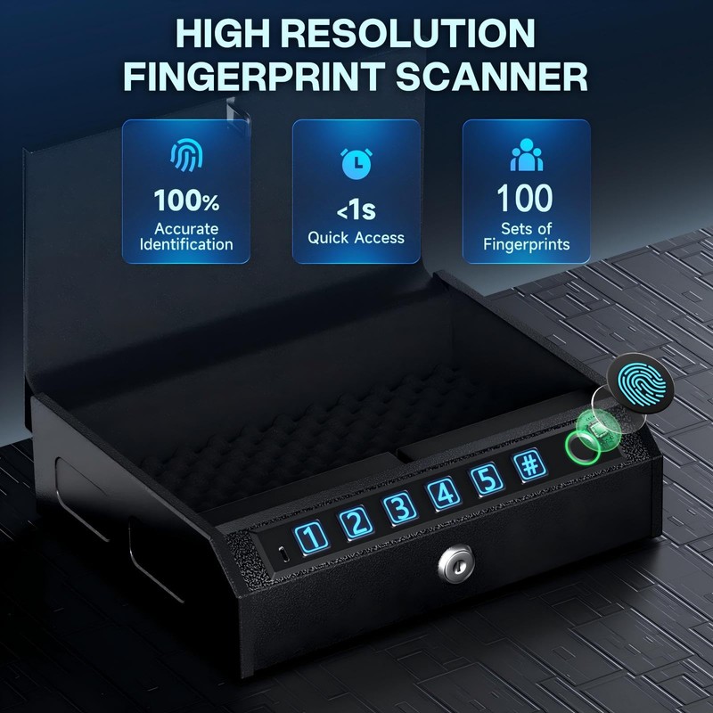 AIRMuch Biometric Gun Safe for Handgun,Drop Slot Compatible for 2-3