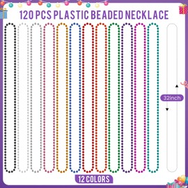 Ecally 240 Pcs Mardi Gras Beads Bulk 12 Colors Mardi Gras Accessories 32'' 6 mm Metallic Bead Necklaces Long Beads Necklaces for Parade Event Christmas St Patrick's Carnival Party Supplies Decor
