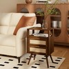 JOONEE Rattan Nightstand with Charging Station,Farmhouse Bedside Table with 2