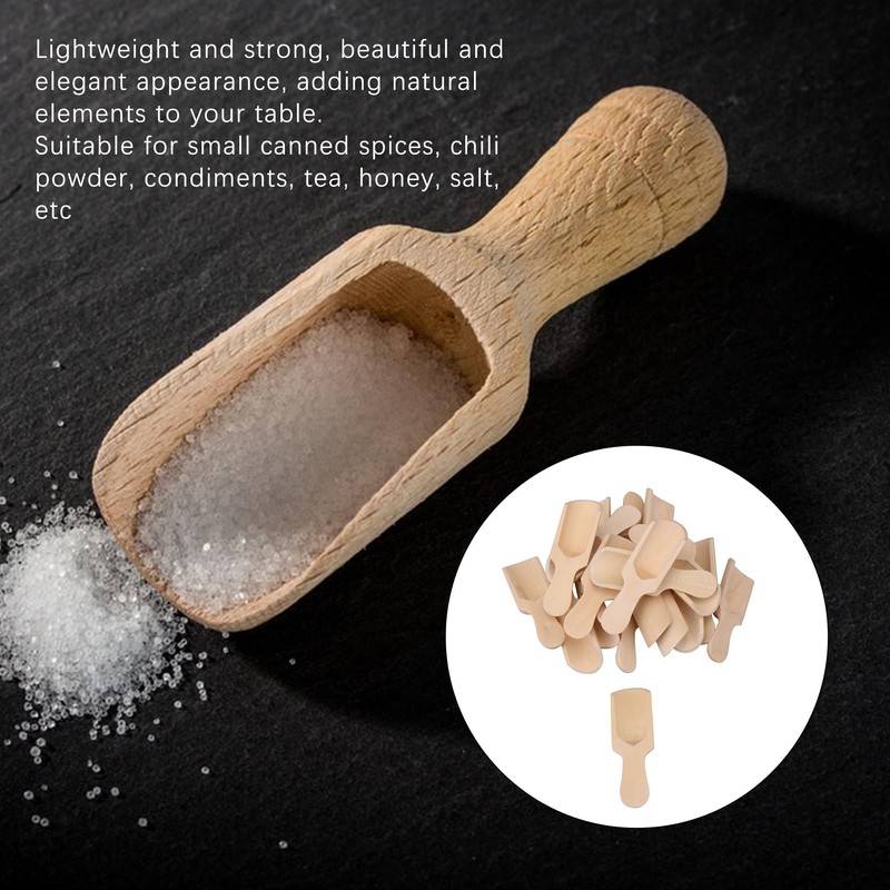 20Pcs Wooden Spoons Wooden Kitchen Scoops Small Unpainted Wood Spoon
