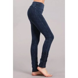 Chatoyant Crochet Lace Leggings Electric Blue Large