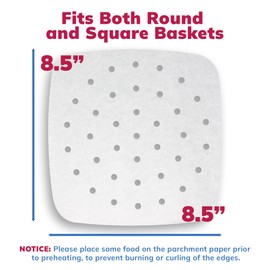 Reli. Air Fryer Parchment Paper Liners (400 Pcs) White | 8.5 Inch Square Disposable Liner Sheets | Parchment Paper for Air Fryer, Steaming, Baking | Perforated, Food Grade