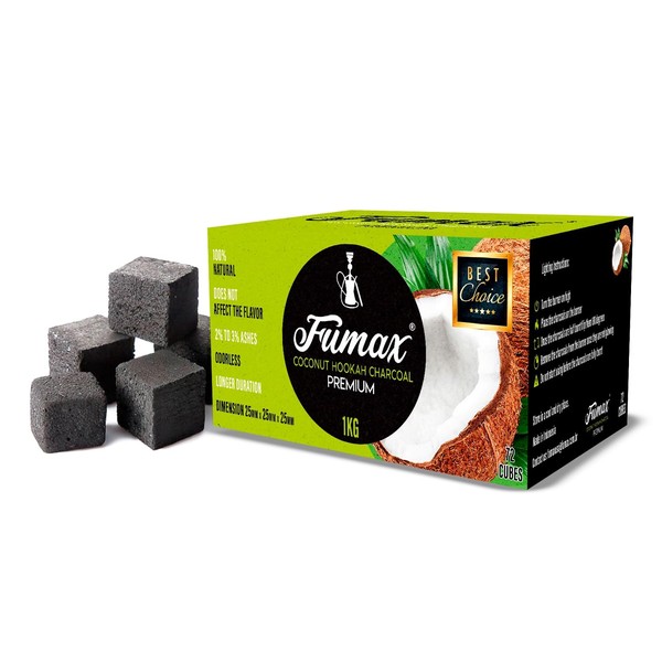 Fumax Premium Hookah Charcoal Coals. Charcoal briquette, Low Ash, No