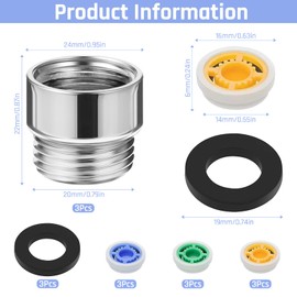 3 Pack Shower Flow Restrictor, Universal Shower Flow Reducer Limiter Set Shower Tap Attachment with G1/2 Water Saving Adapter Tap to Shower Adapter for Bath Taps Shower Attachment for Taps