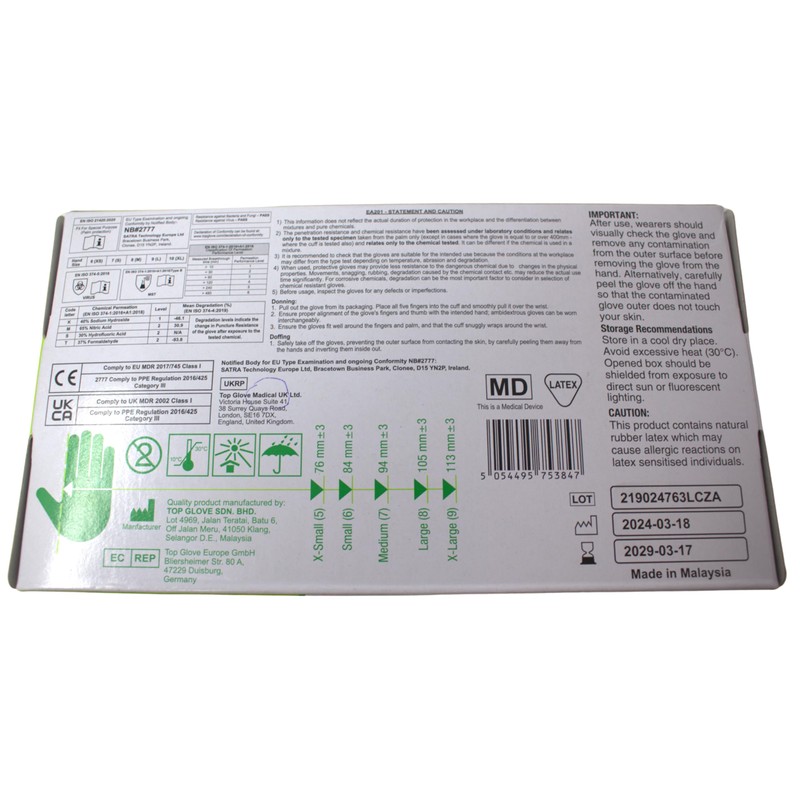 FleXcel Latex Powder Free Gloves Size Medium - Box of