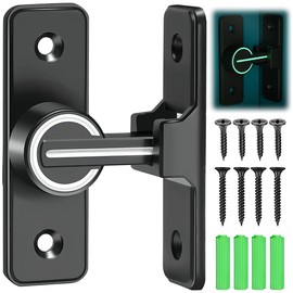 90 Degree Flip Barn Door Lock, Heavy Duty Gate Barn Door Locks and Latches, Sliding Barn Door Latch Set Suitable for Outdoor, Farm, Garden, Bathroom, Window, Garage (Luminous Black)