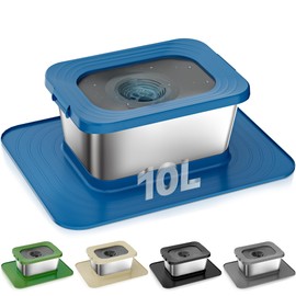 Twinsing 10L No Spill Dog Water Bowl, 2.6 Gal Stainless Steel No Splash Large Dog Water Bowl with Non-Slip Silicone Mat, Spill Proof Slow Drinking Pet Bowls for Messy Drinkers Indoor/Outdoor Use Blue