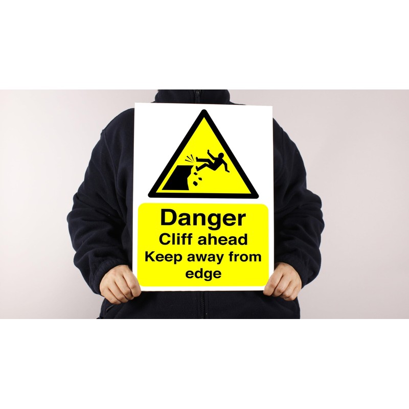 Danger cliff ahead keep away from edge sign - 3mm