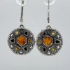 Amber America Multi-Color BALTIC AMBER Round Earrings 925 STERLING SILVER