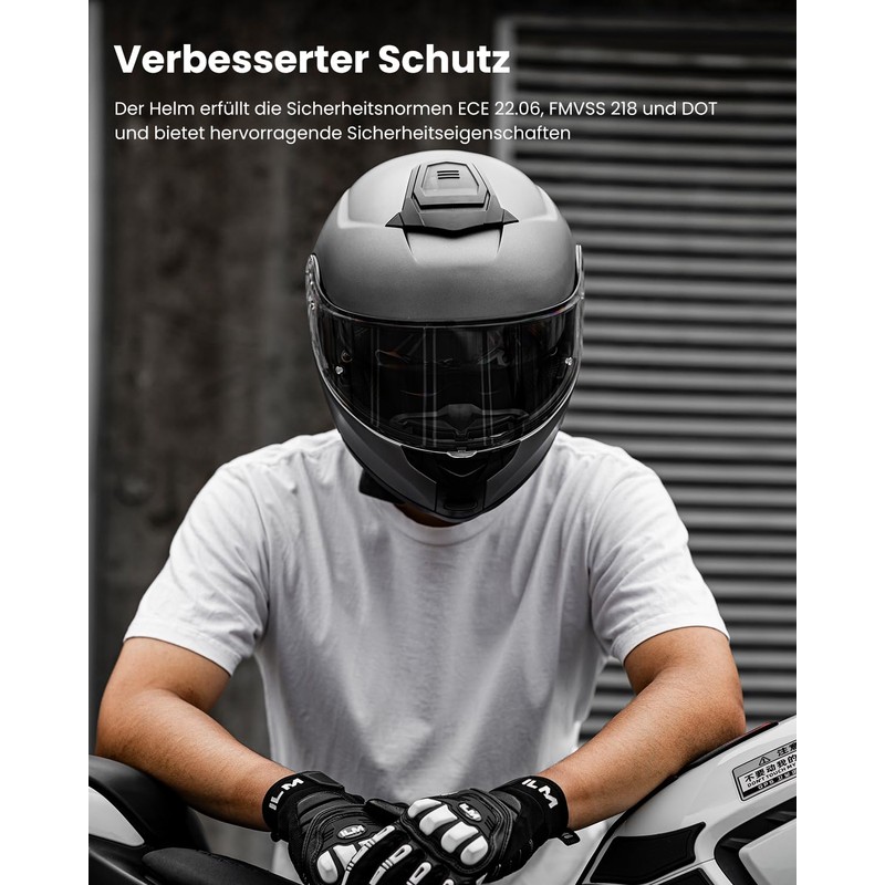 ILM ECE22.06 Model 159 Flip-Up Motorcycle Helmet Full-Face Helmet Double
