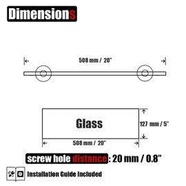 JQK Bathroom Glass Shelf, Tempered Glass Shower Storage 20 by 5 inches, 304 Stainless Steel Brushed Finish Wall Mount, TGS101L20-BN