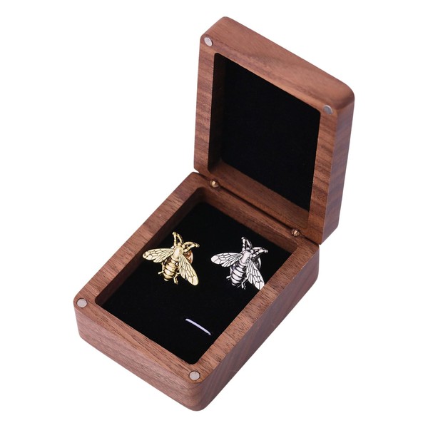 CHGCRAFT Walnut Wooden Cufflinks Box Black Storage Gift Box Jewelry