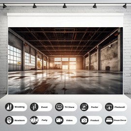 Warehouse Backdrop Interior of Empty Warehouse Garage Photography Background Large Light Concrete Modern Empty Warehouse Theme Backdrops Decorations Warehouse Banner Photo Booth Props 15x10ft