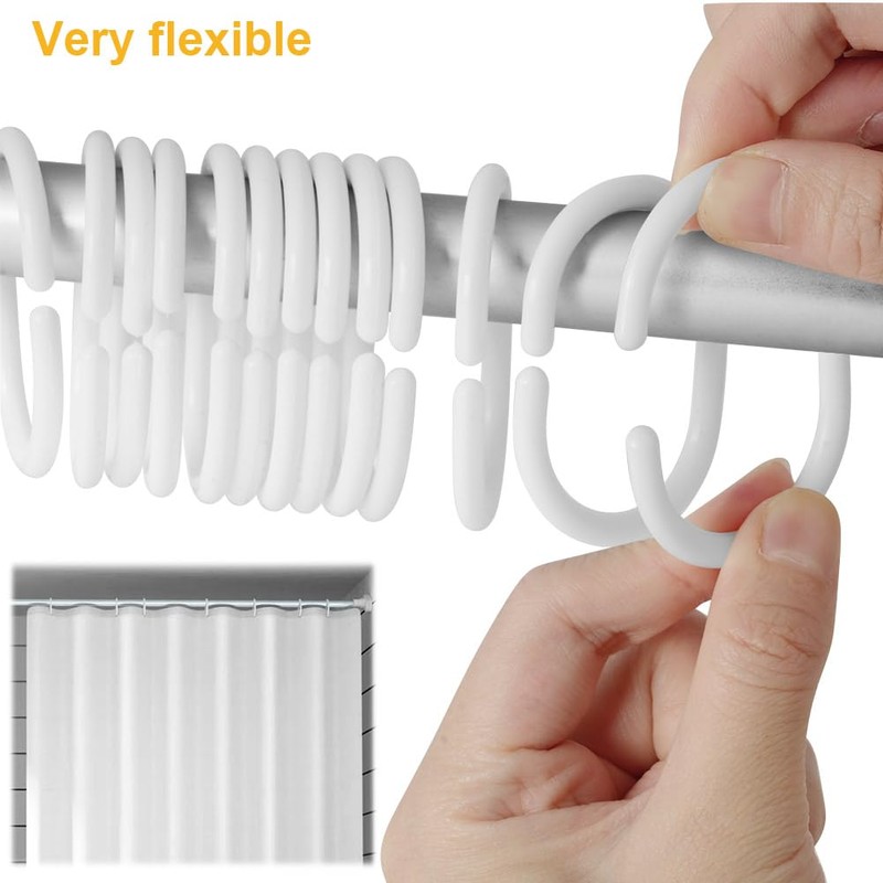 Alaoo 24 Pack Curtain Hooks, Plastic C-Shaped Shower Curtain Hooks,